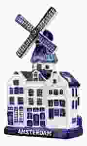 Stellingmolen Amsterdam -  Delfts Blauw in doosje , 15 cm
