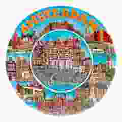 Wandbord Amsterdamse grachtenhuisjes, 10 cm