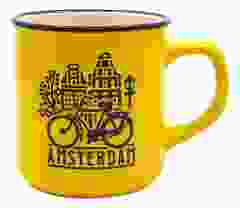 Mok Amsterdam fiets geel - klein