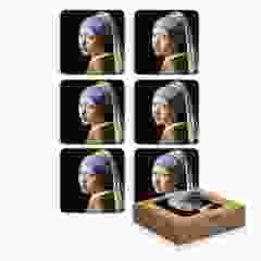 Onderzetter Doos Meisje met Parel (6 stuks) 