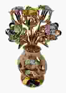 5 tulpen in vaas, zachte kleur, Swarovski kirstallen