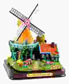 Souvenir Stellingmolen en huisje 9 cm - geel