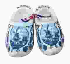 Set houten klompjes van 8cm, delfts blauw