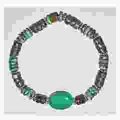 Armband met ovalen zeegroene agaat, serpentijn en jaspis