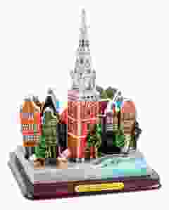 Stadsgezicht op houten voet Holland, 12 cm 