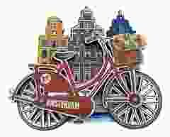 Koelkastmagneet Amsterdam Fiets (Draaiende Wielen)