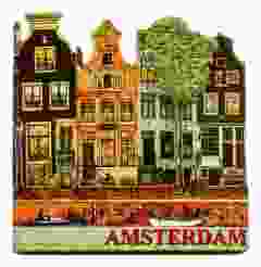 Koelkastmagneet "Grachtenhuisjes met boom"