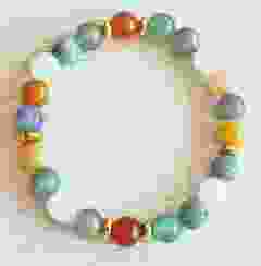 Armband 8mm Aventurijn en jade kralen, 19cm