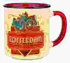 Beker vintage skyline klein Rotterdam – Rood