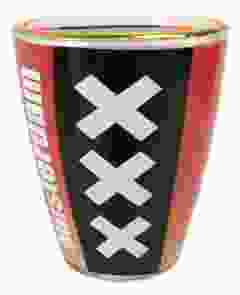 Shotglas Amsterdam Wapen, Rood/Zwart