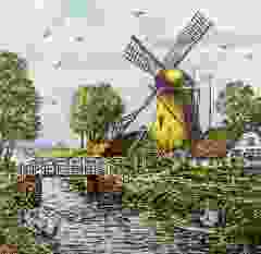 Polychrome tegel brug, 15 cm