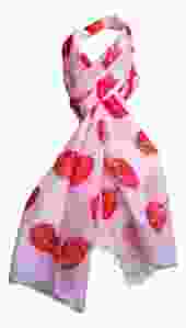 Dames Sjaal Roze met Tulpen, Langwerpig