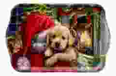 Dienblad "Kleine Kerstpup bij het vuur", 13x21 cm, klein