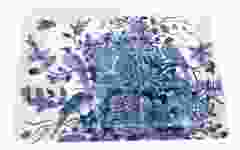 Dienblad "Vogels , Delfts blauw" 