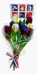 Nederlandse Vlag -  Tulpen boeket met cadeaukaartje 20cm 