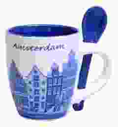 Espresso Mug Canal Houses Blue with Spoon