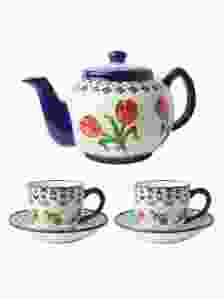 Theepot Oranje Tulp set - 3-delig - Keramiek