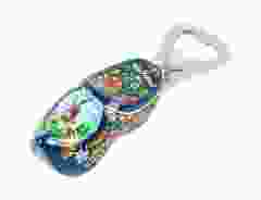 Houten klomp flesopener blauw, 8 cm 