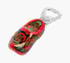 Houten klomp flesopener rood/goud, 8 cm 