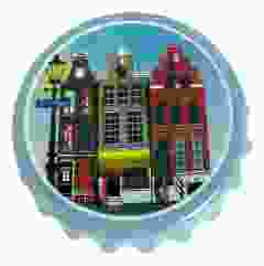 Flesopener / Koelkastmagneet "Grachtenhuizen"