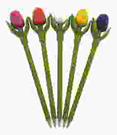 Set van 5 gekleurde houten tulp pennen