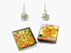 Oorbellen met glanzende kristallen, Zonnebloemen Van Gogh