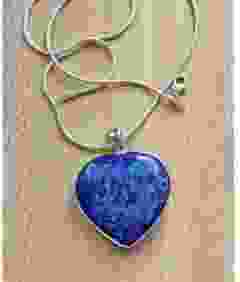 Necklace Lapis Lazuli with heart charm 37x35x8mm, natural, undyed