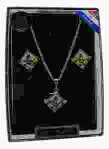 Ketting met Oorbellen Goud "Molen Vierkant"