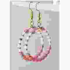 Ronde oorbellen met 4mm Miyuki kralen roze en wit met goudkleur