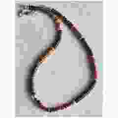 Necklace 6mm dark brown cocos beads and red jasper beads