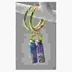 Huggie Hoop earrings, goldplated stainless steel, with Imperial Jasper bead