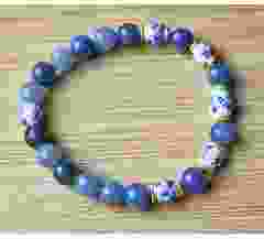 Blue Aventurine bracelet with delftblue beads