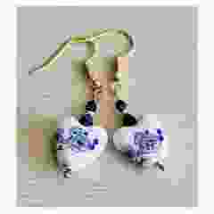 Earrings delftblue heart Flower