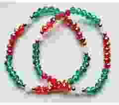 Armband facetgeslepen rood-groen-wit, Kerst p/s.