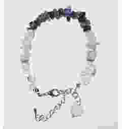 Armband splitkralen Bergkristal, Amethist en Rozekwarts met rozekwarts hartje