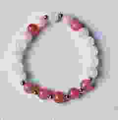 Jade armband 8mm, roze, wit en donkerroze.