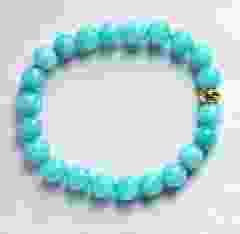 Jade armband 8mm aquamarijn blauwe kralen, 18cm.