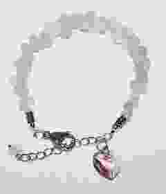 Armband rozekwarts splitkralen, roze hartje