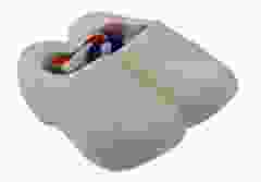 Paar blanke houten klompjes met lintje, 5cm