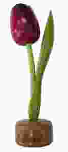 Tulp op houten voet, Rood met Aubergine
