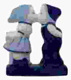 Koelkastmagneet kussend paar Delfts blauw