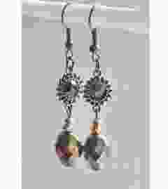 Facetgeslepen barok oorbellen met gitzwart tussenstukje