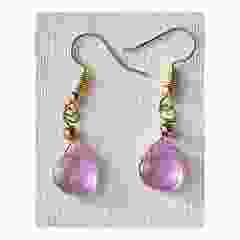 Druppel oorbellen transparant lila-roze hanger