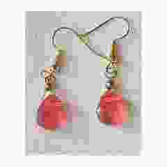 Druppel oorbellen, transparant zacht rood