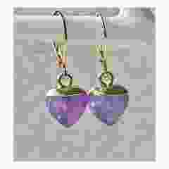 Amethist oorbellen met rvs goldplated oorringen