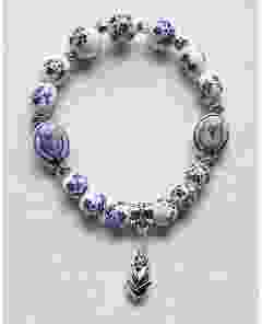 Armband delftsblauwe kralen met tulpkralen en bedel