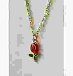 Ketting met roestvrij stalen rood en groen tulpje