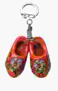 Sleutelhanger 2 houten oranje klompjes