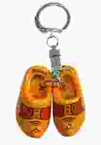 Sleutelhanger 2 houten boerengele klompjes
