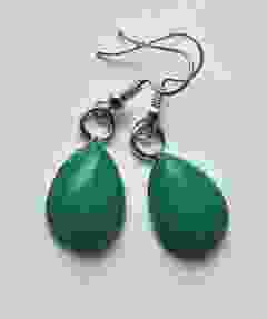 Set green Jade drop earrings 18x13mm